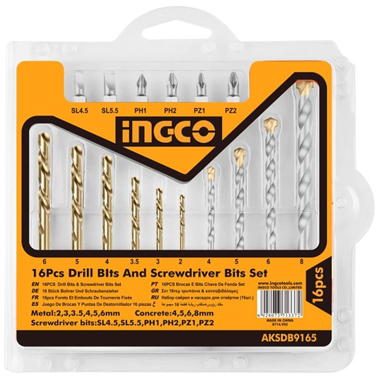 خرید ست 16 عددی مته آھن و ديوار و سر پیچ گوشتی اینکو مدل AKSDB9165