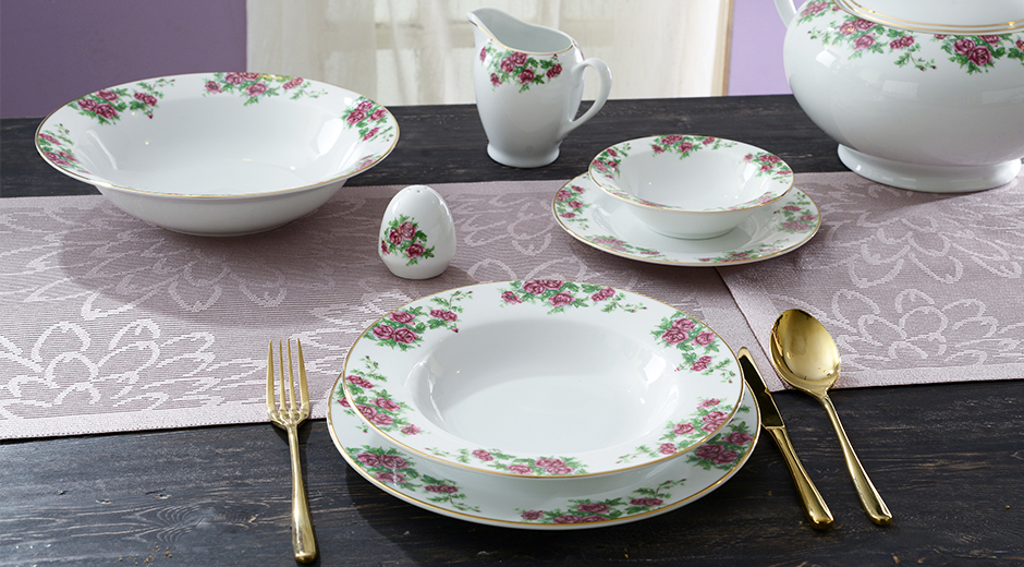 سرویس پذیرایی کامل 102 پارچه چینی زرین مدل 12 نفره بیدگل