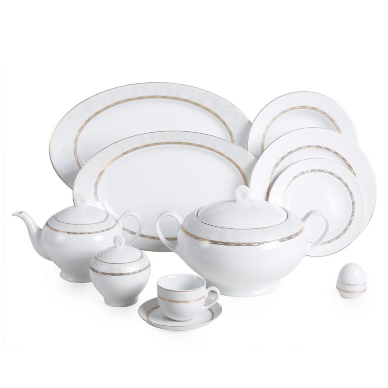 سرویس پذیرایی کامل 102 پارچه چینی زرین مدل 12 نفره هدیه طلایی