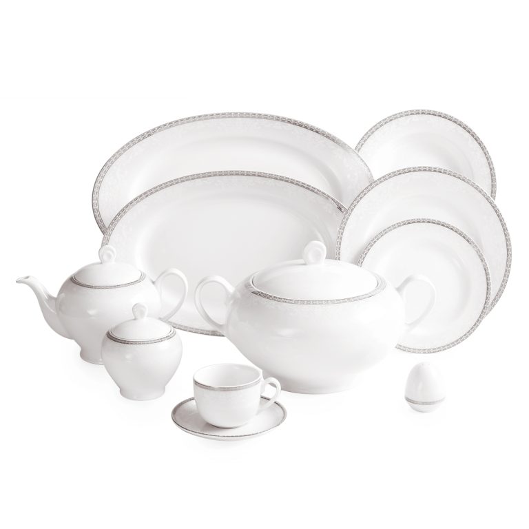 سرویس پذیرایی کامل 102 پارچه چینی زرین مدل 12 نفره ریوا پلاتینی