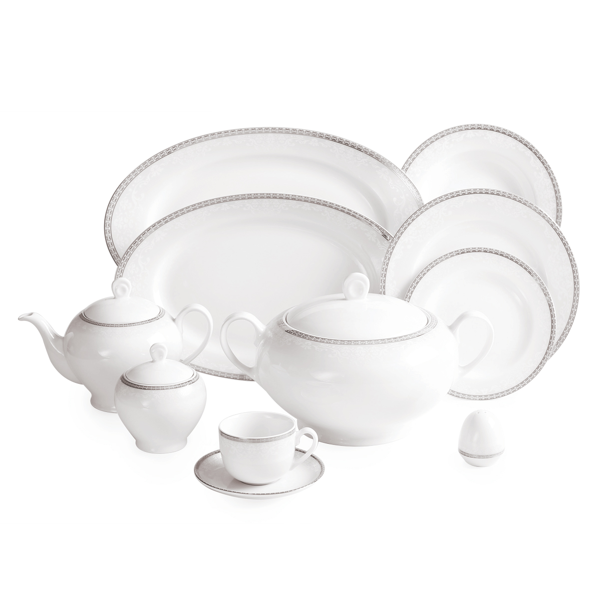 سرویس پذیرایی کامل 102 پارچه چینی زرین مدل 12 نفره ریوا پلاتینی سرویس پذیرایی کامل 102 پارچه چینی زرین مدل 12 نفره ریوا پلاتینی