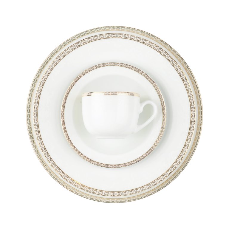 سرویس پذیرایی کامل 102 پارچه چینی زرین مدل 12 نفره ریوا طلایی