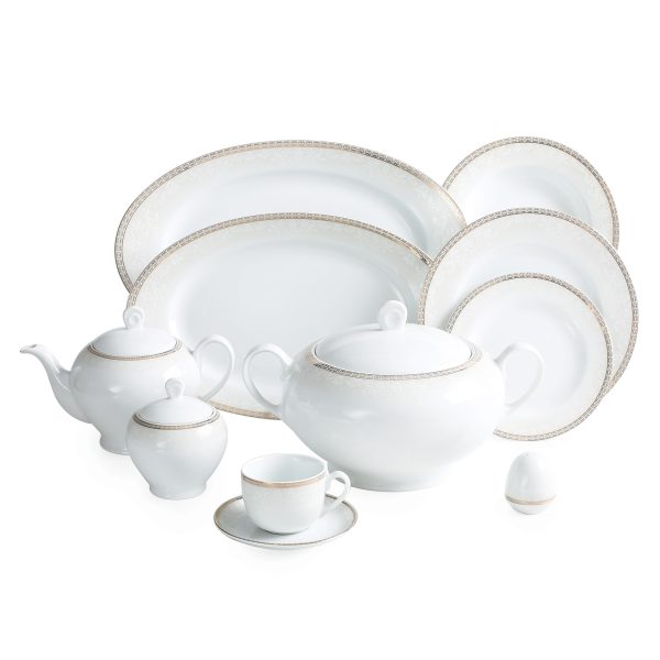 سرویس پذیرایی کامل 102 پارچه چینی زرین مدل 12 نفره ریوا طلایی