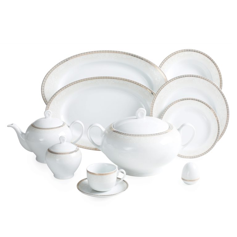 سرویس پذیرایی کامل 102 پارچه چینی زرین مدل 12 نفره ریوا طلایی