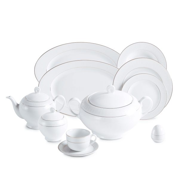 سرویس پذیرایی کامل 102 پارچه چینی زرین مدل 12 نفره سپید صدف