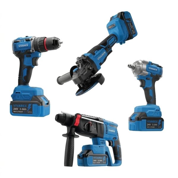 کیت دریل، پیچ گوشتی، بکس و فرز شارژی ویوارکس مدل VR2404-BCK مجموعه 4 عددی